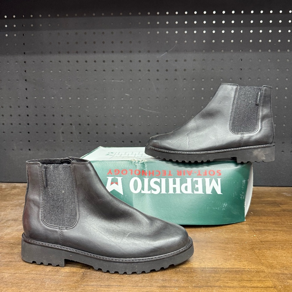 New W/ Box! Women's Mephisto Soft Air Silva Black Leather Chelsea Boots Size 6